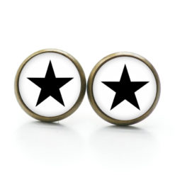 Ohrstecker, Ohrhänger, Clipse & Druckknopf – Motiv weiß schwarzer Stern – Schmuck aus Edelstahl Ohrstecker, Ohrhänger, Clipse & Druckknopf – Motiv weiß schwarzer Stern – Schmuck aus Edelstahl