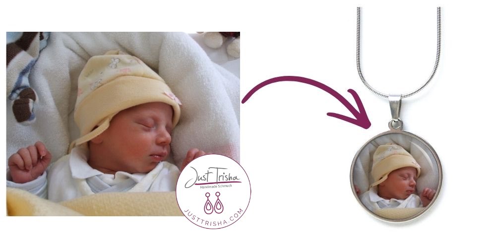 Personalisierte Fotokette mit Babyfoto aus Edelstahl von Just Trisha
