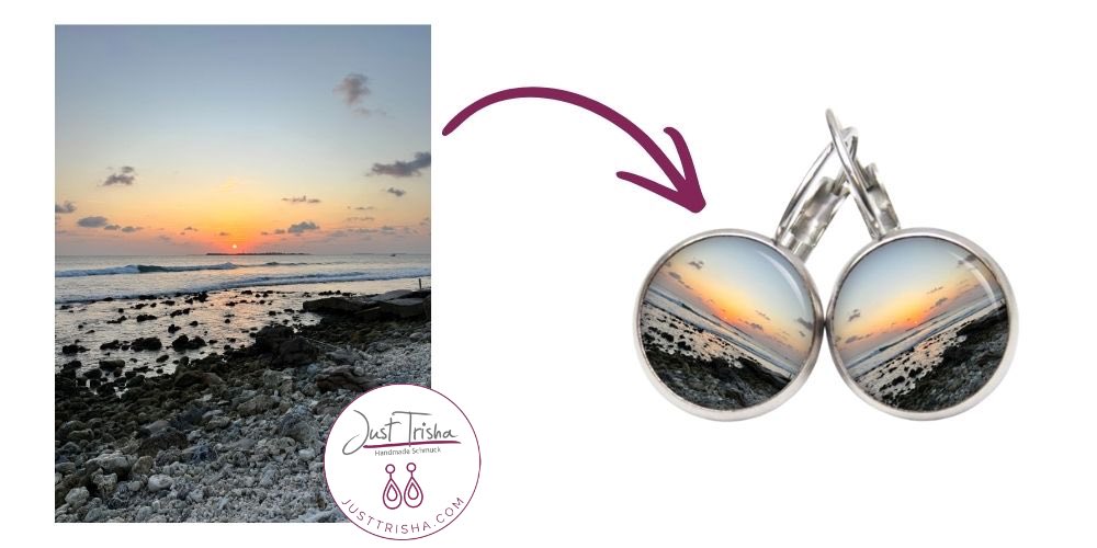 Personalisierte Fotoohrstecker mit Urlaubsfoto aus Edelstahl von Just Trisha