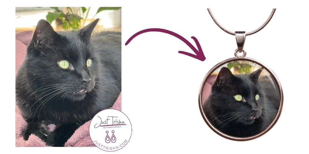 Personalisierte Fotokette mit Katzenfoto aus Edelstahl von Just Trisha