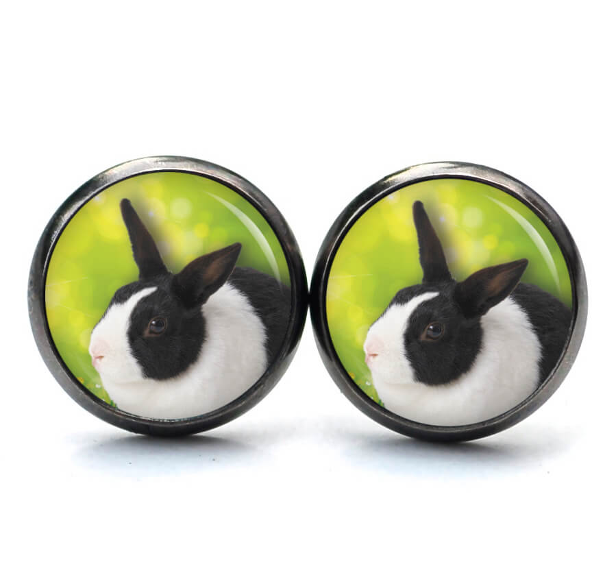 Osterhase Ohrringe aus Edelstahl – Ohrstecker, Ohrhänger, Clipse oder Druckknopf – Weiß Schwarzer Hase Ostern Osterhase Ohrringe aus Edelstahl – Ohrstecker, Ohrhänger, Clipse oder Druckknopf – Weiß Schwarzer Hase Ostern