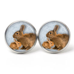 Osterhase Ohrringe aus Edelstahl – Ohrstecker, Ohrhänger, Clipse oder Druckknopf – zwei braune Hase Ostern