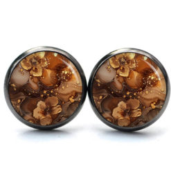 Dunkelbrauner Blumen Marmor Schmuck Set – Kette mit Ohrsteckern – Edler Motiv Schmuck modern & zeitlos – Geschenk für Frauen Dunkelbrauner Blumen Marmor Schmuck Set - Kette mit Ohrsteckern - Edler Motiv Schmuck modern & zeitlos - Geschenk für Frauen