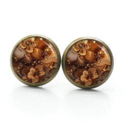 Dunkelbrauner Blumen Marmor Schmuck Set – Kette mit Ohrsteckern – Edler Motiv Schmuck modern & zeitlos – Geschenk für Frauen Dunkelbrauner Blumen Marmor Schmuck Set - Kette mit Ohrsteckern - Edler Motiv Schmuck modern & zeitlos - Geschenk für Frauen
