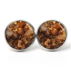 Dunkelbrauner Blumen Marmor Schmuck Set – Kette mit Ohrsteckern – Edler Motiv Schmuck modern & zeitlos – Geschenk für Frauen Dunkelbrauner Blumen Marmor Schmuck Set - Kette mit Ohrsteckern - Edler Motiv Schmuck modern & zeitlos - Geschenk für Frauen