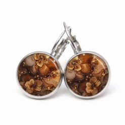 Dunkelbrauner Blumen Marmor Schmuck Set – Kette mit Ohrsteckern – Edler Motiv Schmuck modern & zeitlos – Geschenk für Frauen Dunkelbrauner Blumen Marmor Schmuck Set - Kette mit Ohrsteckern - Edler Motiv Schmuck modern & zeitlos - Geschenk für Frauen