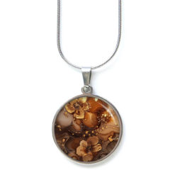 Dunkelbrauner Blumen Marmor Schmuck Set – Kette mit Ohrsteckern – Edler Motiv Schmuck modern & zeitlos – Geschenk für Frauen Dunkelbrauner Blumen Marmor Schmuck Set - Kette mit Ohrsteckern - Edler Motiv Schmuck modern & zeitlos - Geschenk für Frauen