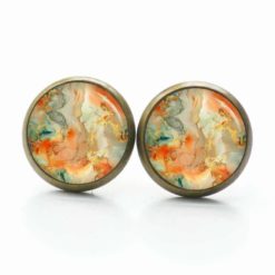 Orange Gold Marmor Schmuck Set – Kette mit Ohrsteckern – Edler Motiv Schmuck modern & zeitlos – Geschenk für Frauen Orange Gold Marmor Schmuck Set - Kette mit Ohrsteckern - Edler Motiv Schmuck modern & zeitlos - Geschenk für Frauen