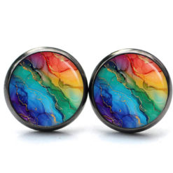 Regenbogen Marmor Schmuck Set – Kette mit Ohrsteckern – Edler Motiv Schmuck modern & zeitlos – Geschenk für Frauen Regenbogen Marmor Schmuck Set - Kette mit Ohrsteckern - Edler Motiv Schmuck modern & zeitlos - Geschenk für Frauen