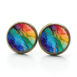 Regenbogen Marmor Schmuck Set – Kette mit Ohrsteckern – Edler Motiv Schmuck modern & zeitlos – Geschenk für Frauen Regenbogen Marmor Schmuck Set - Kette mit Ohrsteckern - Edler Motiv Schmuck modern & zeitlos - Geschenk für Frauen