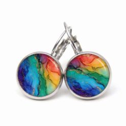 Regenbogen Marmor Schmuck Set – Kette mit Ohrsteckern – Edler Motiv Schmuck modern & zeitlos – Geschenk für Frauen Regenbogen Marmor Schmuck Set - Kette mit Ohrsteckern - Edler Motiv Schmuck modern & zeitlos - Geschenk für Frauen