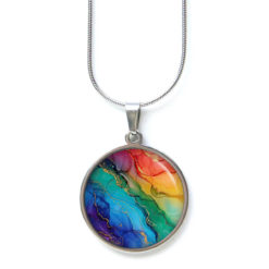 Regenbogen Marmor Schmuck Set – Kette mit Ohrsteckern – Edler Motiv Schmuck modern & zeitlos – Geschenk für Frauen Regenbogen Marmor Schmuck Set - Kette mit Ohrsteckern - Edler Motiv Schmuck modern & zeitlos - Geschenk für Frauen