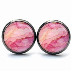 Rosa Marmor Schmuck Set – Kette mit Ohrsteckern – Edler Motiv Schmuck modern & zeitlos – Geschenk für Frauen Rosa Marmor Schmuck Set - Kette mit Ohrsteckern - Edler Motiv Schmuck modern & zeitlos - Geschenk für Frauen
