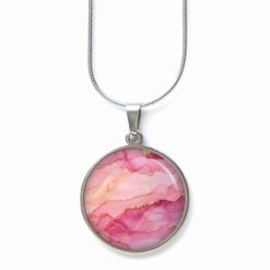 Rosa Marmor Schmuck Set – Kette mit Ohrsteckern – Edler Motiv Schmuck modern & zeitlos – Geschenk für Frauen Rosa Marmor Schmuck Set - Kette mit Ohrsteckern - Edler Motiv Schmuck modern & zeitlos - Geschenk für Frauen