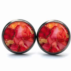 Rot oranges Marmor Schmuck Set – Kette mit Ohrsteckern – Edler Motiv Schmuck modern & zeitlos – Geschenk für Frauen Rot oranges Marmor Schmuck Set - Kette mit Ohrsteckern - Edler Motiv Schmuck modern & zeitlos - Geschenk für Frauen