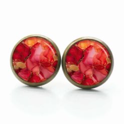 Rot oranges Marmor Schmuck Set – Kette mit Ohrsteckern – Edler Motiv Schmuck modern & zeitlos – Geschenk für Frauen Rot oranges Marmor Schmuck Set - Kette mit Ohrsteckern - Edler Motiv Schmuck modern & zeitlos - Geschenk für Frauen
