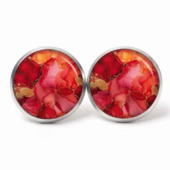 Rot oranges Marmor Schmuck Set – Kette mit Ohrsteckern – Edler Motiv Schmuck modern & zeitlos – Geschenk für Frauen Rot oranges Marmor Schmuck Set - Kette mit Ohrsteckern - Edler Motiv Schmuck modern & zeitlos - Geschenk für Frauen