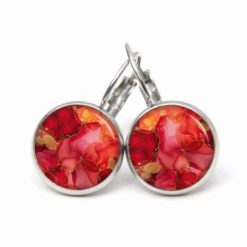 Rot oranges Marmor Schmuck Set – Kette mit Ohrsteckern – Edler Motiv Schmuck modern & zeitlos – Geschenk für Frauen Rot oranges Marmor Schmuck Set - Kette mit Ohrsteckern - Edler Motiv Schmuck modern & zeitlos - Geschenk für Frauen