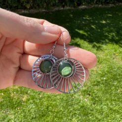 Boho Statement Ohrhänger Silber mit Perle – Große Edelstahl Ohrringe | Handmade Just Trisha | Wunschfarbe & Motiv Boho Statement Ohrhänger Silber mit Perle – Große Edelstahl Ohrringe | Handmade Just Trisha | Wunschfarbe & Motiv