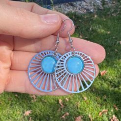 Boho Statement Ohrhänger Silber mit Perle – Große Edelstahl Ohrringe | Handmade Just Trisha | Wunschfarbe & Motiv Boho Statement Ohrhänger Silber mit Perle – Große Edelstahl Ohrringe | Handmade Just Trisha | Wunschfarbe & Motiv