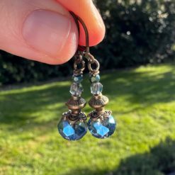Vintage Ohrhänger Bronze Blau - Kristall Ohrringe Handmade | Boho Schmuck Just Trisha | Kleine Auflage