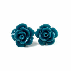 Rosen Ohrstecker Petrol – Handmade Edelstahl | Blumenohrringe von Just Trisha | Kleine Auflage Geschenkidee Rosen Ohrstecker Petrol – Handmade Edelstahl | Blumenohrringe von Just Trisha | Kleine Auflage Geschenkidee