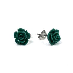 Rosen Ohrstecker Dunkelgrün – Handmade Edelstahl | Blumenohrringe von Just Trisha | Kleine Auflage Geschenkidee Rosen Ohrstecker Dunkelgrün – Handmade Edelstahl | Blumenohrringe von Just Trisha | Kleine Auflage Geschenkidee