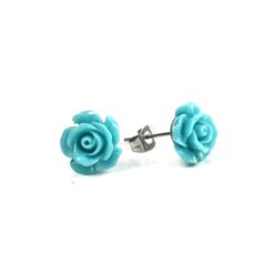 Rosen Ohrstecker Türkis – Handmade Edelstahl | Blumenohrringe von Just Trisha | Kleine Auflage Geschenkidee Rosen Ohrstecker Türkis – Handmade Edelstahl | Blumenohrringe von Just Trisha | Kleine Auflage Geschenkidee