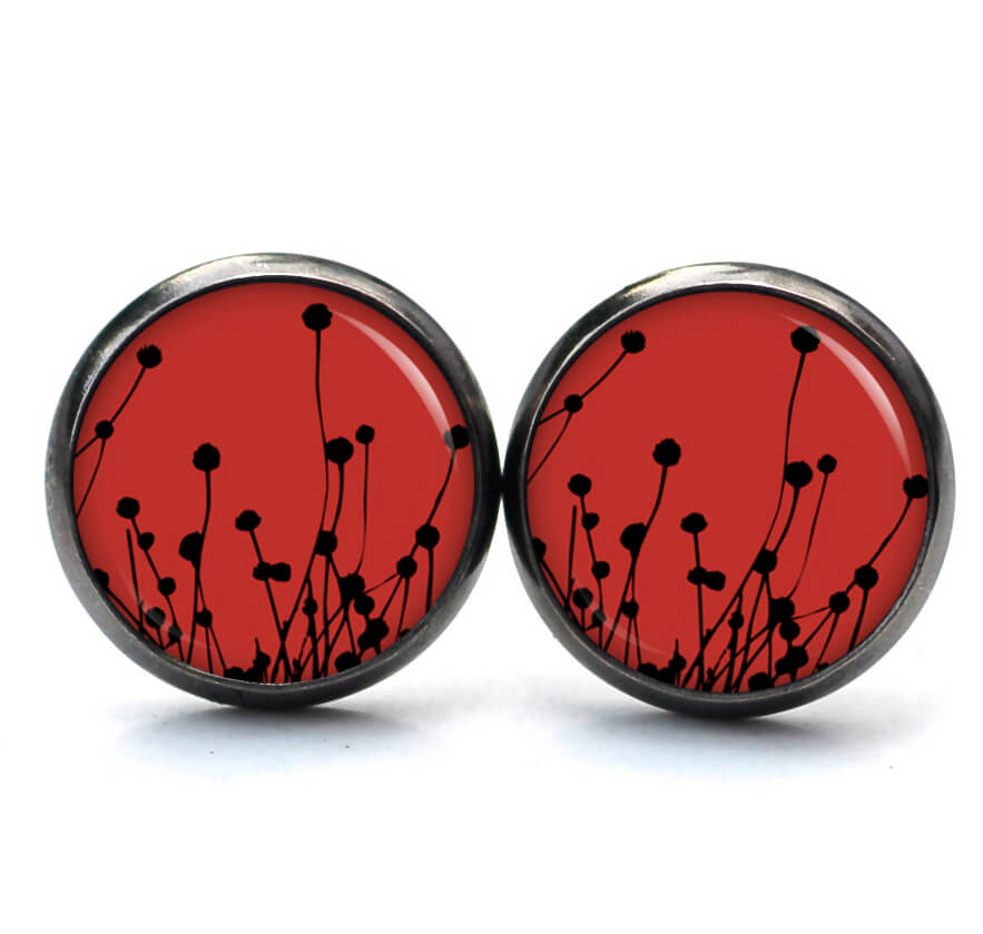 Ohrstecker, Ohrhänger, Clipse & Druckknopf – Motiv abstrakte Blumen Rot Schwarz – Schmuck aus Edelstahl (Kopie) Ohrstecker, Ohrhänger, Clipse & Druckknopf – Motiv abstrakte Blumen Rot Schwarz – Schmuck aus Edelstahl (Kopie)