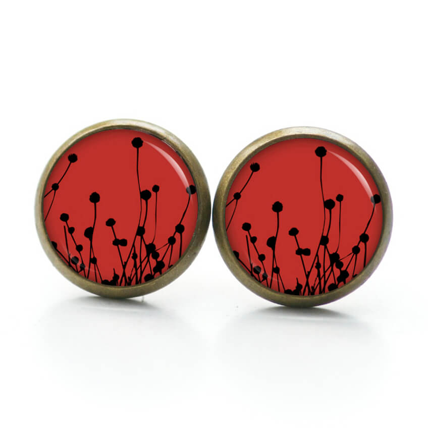 Ohrstecker, Ohrhänger, Clipse & Druckknopf – Motiv abstrakte Blumen Rot Schwarz – Schmuck aus Edelstahl (Kopie) Ohrstecker, Ohrhänger, Clipse & Druckknopf – Motiv abstrakte Blumen Rot Schwarz – Schmuck aus Edelstahl (Kopie)