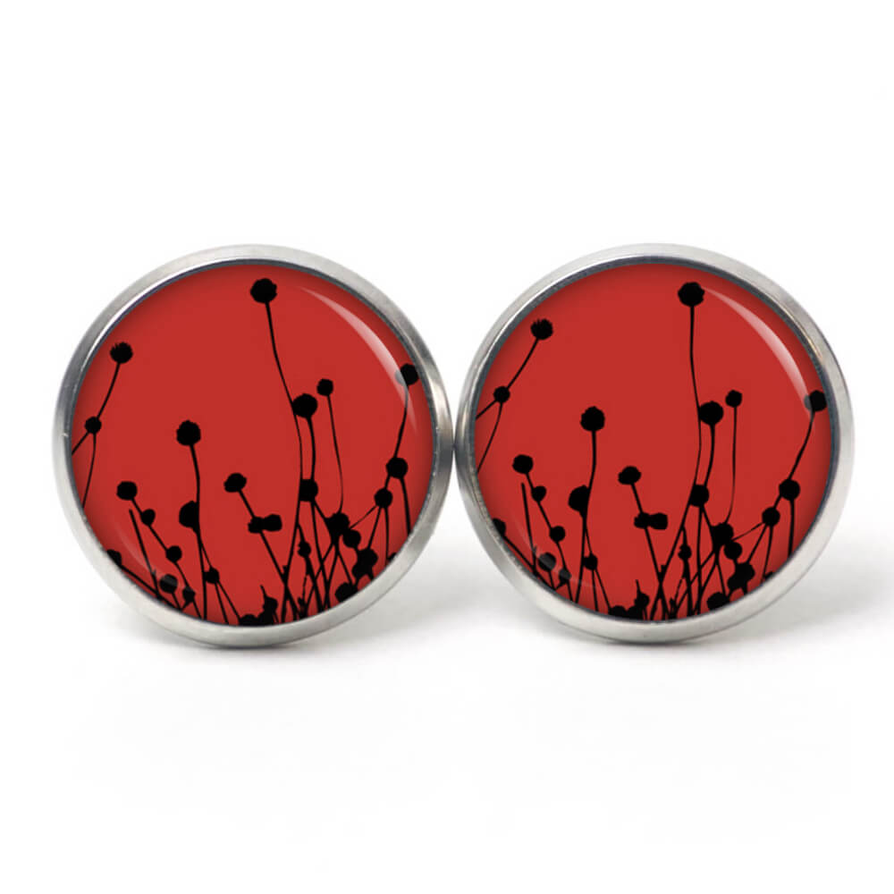 Ohrstecker, Ohrhänger, Clipse & Druckknopf – Motiv abstrakte Blumen Rot Schwarz – Schmuck aus Edelstahl (Kopie) Ohrstecker, Ohrhänger, Clipse & Druckknopf – Motiv abstrakte Blumen Rot Schwarz – Schmuck aus Edelstahl (Kopie)