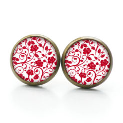 Ohrstecker, Ohrhänger, Clipse & Druckknopf – Motiv Romantische Rosenranken Rot Weiß – Schmuck aus Edelstahl Ohrstecker, Ohrhänger, Clipse & Druckknopf – Motiv Romantische Rosenranken Rot Weiß – Schmuck aus Edelstahl