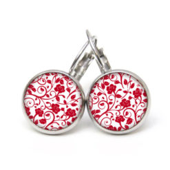 Ohrstecker, Ohrhänger, Clipse & Druckknopf – Motiv Romantische Rosenranken Rot Weiß – Schmuck aus Edelstahl Ohrstecker, Ohrhänger, Clipse & Druckknopf – Motiv Romantische Rosenranken Rot Weiß – Schmuck aus Edelstahl
