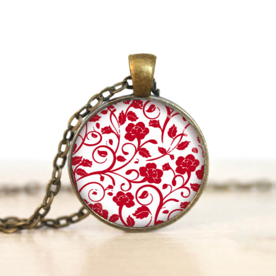 Ohrstecker, Ohrhänger, Clipse & Druckknopf – Motiv Romantische Rosenranken Rot Weiß – Schmuck aus Edelstahl Ohrstecker, Ohrhänger, Clipse & Druckknopf – Motiv Romantische Rosenranken Rot Weiß – Schmuck aus Edelstahl