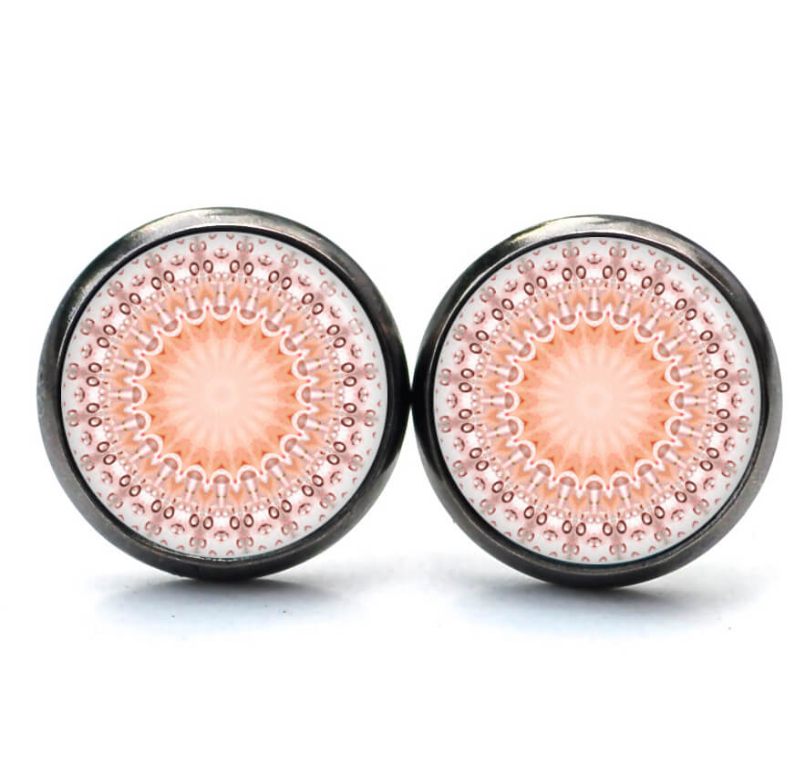 Ohrstecker, Ohrhänger, Clipse & Druckknopf – Motiv Zartes Mandala Apricot – Schmuck aus Edelstahl Ohrstecker, Ohrhänger, Clipse & Druckknopf - Motiv Zartes Mandala Apricot - Schmuck aus Edelstahl