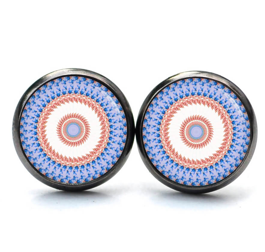 Ohrstecker, Ohrhänger, Clipse & Druckknopf – Motiv Kaleidoskop Mandala Blau Koralle – Schmuck aus Edelstahl Ohrstecker, Ohrhänger, Clipse & Druckknopf - Motiv Kaleidoskop Mandala Blau Koralle - Schmuck aus Edelstahl