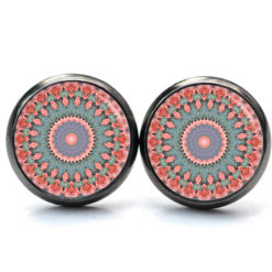 Ohrstecker, Ohrhänger, Clipse & Druckknopf – Motiv Zartes Mandala Rot Grau – Schmuck aus Edelstahl Ohrstecker, Ohrhänger, Clipse & Druckknopf - Motiv Zartes Mandala Rot Grau - Schmuck aus Edelstahl