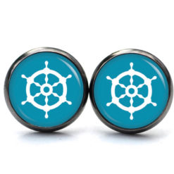Ohrstecker, Ohrhänger, Clipse & Druckknopf – Motiv maritim Schiff Steuerrad Hellblau – Schmuck aus Edelstahl Ohrstecker, Ohrhänger, Clipse & Druckknopf - Motiv maritim Schiff Steuerrad Hellblau - Schmuck aus Edelstahl