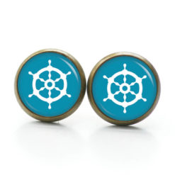Ohrstecker, Ohrhänger, Clipse & Druckknopf – Motiv maritim Schiff Steuerrad Hellblau – Schmuck aus Edelstahl Ohrstecker, Ohrhänger, Clipse & Druckknopf - Motiv maritim Schiff Steuerrad Hellblau - Schmuck aus Edelstahl