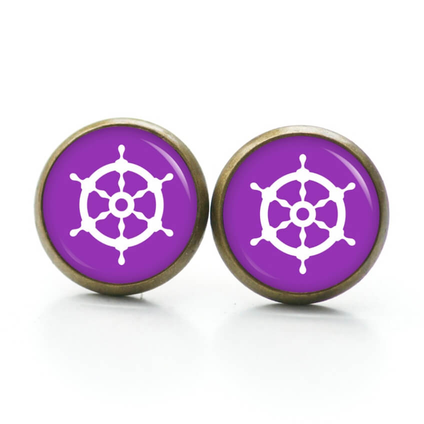 Ohrstecker, Ohrhänger, Clipse & Druckknopf – Motiv maritim Schiff Steuerrad Violett – Schmuck aus Edelstahl Ohrstecker, Ohrhänger, Clipse & Druckknopf - Motiv maritim Schiff Steuerrad Violett - Schmuck aus Edelstahl