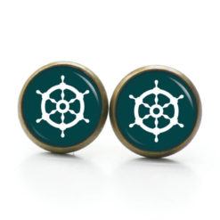 Ohrstecker, Ohrhänger, Clipse & Druckknopf – Motiv maritim Schiff Steuerrad Dunkelgrün – Schmuck aus Edelstahl Ohrstecker, Ohrhänger, Clipse & Druckknopf - Motiv maritim Schiff Steuerrad Dunkelgrün - Schmuck aus Edelstahl