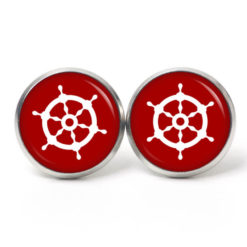 Ohrstecker, Ohrhänger, Clipse & Druckknopf - Motiv maritim Schiff Steuerrad Rot - Schmuck aus Edelstahl