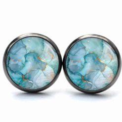 Aqua Schmuckset – Kette & Ohrringe – Marmor Optik – Abstract Boho Geschenk für Frauen Aqua Schmuckset - Kette & Ohrringe - Marmor Optik - Abstract Boho Geschenk für Frauen