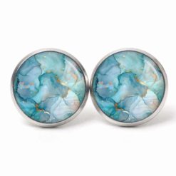 Aqua Schmuckset – Kette & Ohrringe – Marmor Optik – Abstract Boho Geschenk für Frauen Aqua Schmuckset - Kette & Ohrringe - Marmor Optik - Abstract Boho Geschenk für Frauen