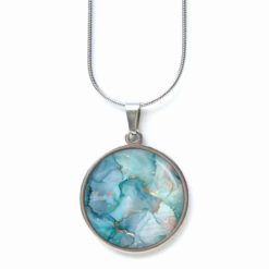 Aqua Schmuckset – Kette & Ohrringe – Marmor Optik – Abstract Boho Geschenk für Frauen Aqua Schmuckset - Kette & Ohrringe - Marmor Optik - Abstract Boho Geschenk für Frauen