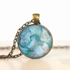 Aqua Schmuckset – Kette & Ohrringe – Marmor Optik – Abstract Boho Geschenk für Frauen Aqua Schmuckset - Kette & Ohrringe - Marmor Optik - Abstract Boho Geschenk für Frauen