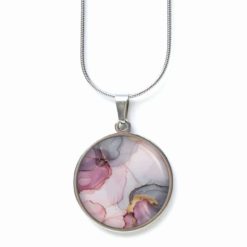 Rosé Marmor Schmuckset - Kette & Ohrringe - Marmor Optik -  Abstract Boho Geschenk für Frauen