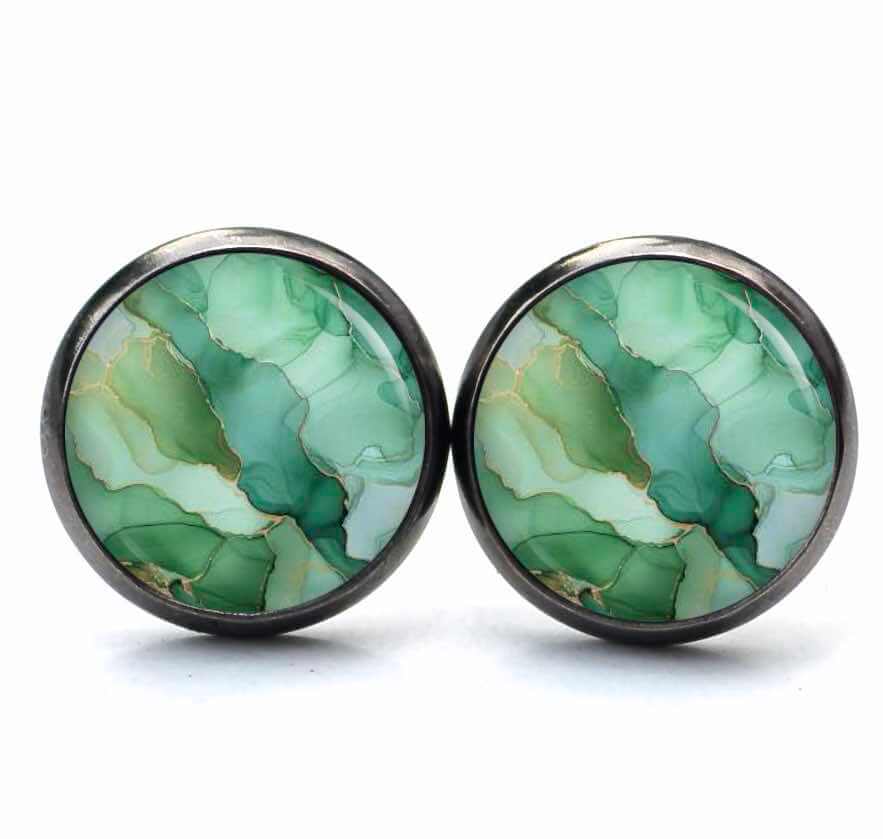 Jade Grün Schmuckset – Kette & Ohrringe – Marmor Optik – Abstract Boho Geschenk für Frauen Jade Grün Schmuckset - Kette & Ohrringe - Marmor Optik - Abstract Boho Geschenk für Frauen