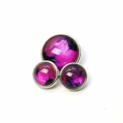 Druckknopf handbemalt schwarz rosa schimmernd für Druckknopfschmuck Druckknopf handbemalt schwarz rosa schimmernd für Druckknopfschmuck