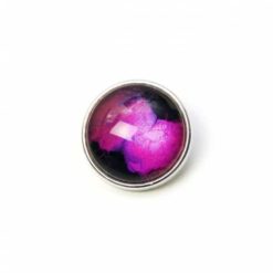 Druckknopf handbemalt schwarz rosa schimmernd für Druckknopfschmuck